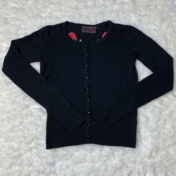 Voodoo Vixen Sweaters - VOODOO VIXEN Rose Back Cardigan